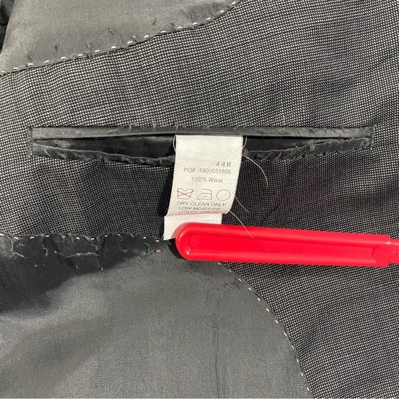 Michael Kors Men Grey 3-Button 100% Wool Suit Jacket Sz 44R Crosshatch Lined - Picture 8 of 13